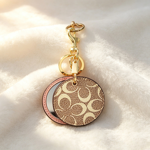 Fashion PU Leather Keychain Floral Pattern <b>Bag</b> Pendant Mirror Keyring Metal Lobster Clasp Handbag Decor Accessories Wholesale - Product Image 2