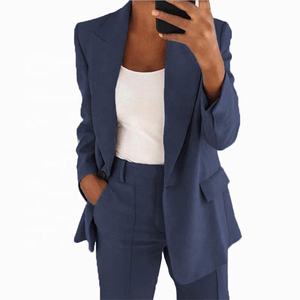 Femmes deux pièces Blazer costumes dames <span class=keywords><strong>pantalon</strong></span> élégant ensemble bleu tenue professionnelle tenue de bureau vêtements formels costume noir - Product Image 6