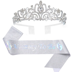 Decoraciones <span class=keywords><strong>para</strong></span> Baby Shower y Día <span class=keywords><strong>de</strong></span> San Valentín <span class=keywords><strong>para</strong></span> Futura Mamá, Corona y Banda con Brillantina, Seguras, No Tóxicas, <span class=keywords><strong>para</strong></span> Interiores/Exteriores, Fiesta del Día <span class=keywords><strong>de</strong></span> la Madre - Product Image 2