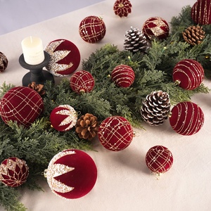 Christmas <b>Tree</b> Ceiling Hanging Flocking Ball Ornaments 6/8/10CM - Product Image 2