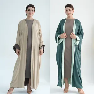 नई आगमन खुली अबाया दोनों तरफ पहनने वाली महिलाएं दुबई अबाया मामूली इस्लामी कपड़े लिनन अबाया महिला मुस्लिम पोशाक