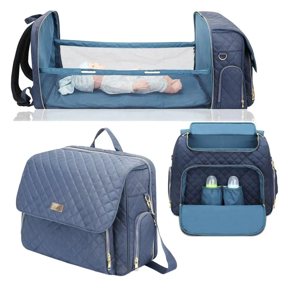 BSCI fabrika yeni tasarım kapitone seyahat bebek bezi çantası dahil değiştirme İstasyonu taşınabilir bebek bezi sırt çantası bebek bezi çantaları