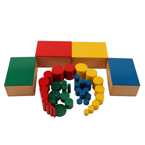 Materiali Montessori Giocattolo Geometrico per Bambini Cilindri Colorati <span class=keywords><strong>in</strong></span> <span class=keywords><strong>Legno</strong></span> Senza Manopole Set Educativo - Product Image 3