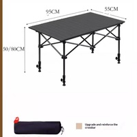 Table pliante réglable en hauteur, robuste et portable, pour pique-nique, barbecue, jardin, cour, plage, camping