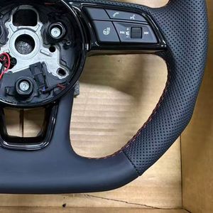 Volant sport <span class=keywords><strong>S</strong></span>-<span class=keywords><strong>Line</strong></span> à fond plat en cuir pour <span class=keywords><strong>Audi</strong></span> B9 R8 A6 C7 <span class=keywords><strong>A3</strong></span> A4 B8 B9 S5 A5 Q3 Q5 RS3 RS7 A6 A7 A8 Q7 - Product Image 4