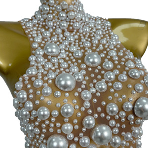 Débardeur sexy <span class=keywords><strong>sans</strong></span> manches transparent à perles, grande taille pour <span class=keywords><strong>femme</strong></span>, style bodycon, idéal pour club, soirée, DJ, chanteuse, corset, tenue de festival - Product Image 4