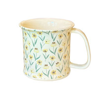 Mug Keramik Motif Bunga Vintage, Cangkir Kopi Susu Sarapan dengan Tepi Melebar
