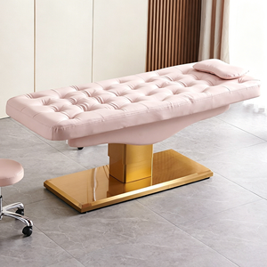 Electric Facial Massage Table Adjustable Tufted PU Leather Salon Bed with Stainless Steel <b>Frame</b> <b>Pink</b> - Product Image 2
