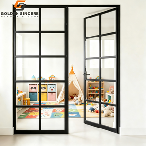 GS Safe Interior Glass Door for Children's Room Aluminum <b>Frame</b> French Grid Door with Tempered Safety Glass - Product Image 3