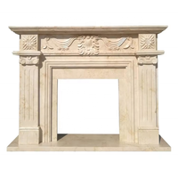 Europe Violette Cheminées en Marbre Beige Entourage de Cheminée en Pierre Blanche Sculpture Décoration de Maison Cheminées en Marbre Beige