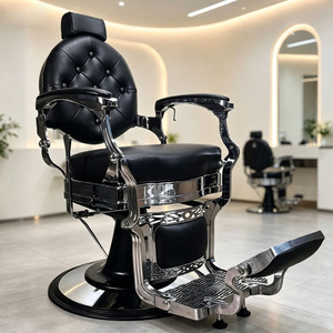 Silla de Peluquería Hidráulica Giratoria de Metal Plateado Resistente y Exclusiva para Salón de Belleza - Product Image 1