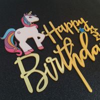 Acryl Regenbogen Einhorn Tortendekoration Glänzende Funkelnde Kuchendekoration für Kindergeburtstage Abschlussfeiern Weihnachten Babypartys