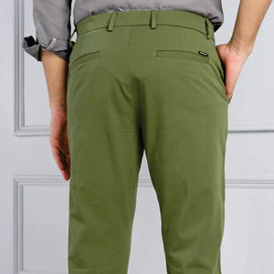 Venta al por mayor de pantalones de hombre delgados informales de sarga de alta calidad con logotipo personalizado, Pantalones chinos elásticos lavados para hombre - Product Image 2