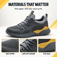 Chaussures de sécurité personnalisées EN ISO 20345 à embout d'acier, tige Flyknit, semelle EVA, résistantes à la perforation, baskets de travail pour entrepôt, vente en gros