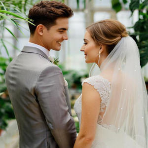 Peigne à cheveux de mariée avec voile, broderie de perles et strass, double couche, pour enterrement de vie de jeune fille, fête de mariage, accessoires de douche nuptiale - Product Image 4