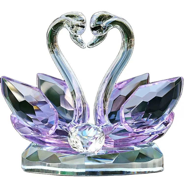 Venda quente atraente cristal de vidro, cisne, artesanato, fengshui, enfeites, decorações para casa, presentes de casamento