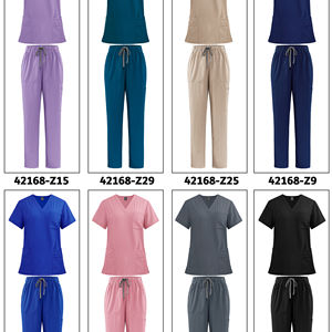 Pantalones rectos transpirables con cuello en V y bolsillo superior, ropa de trabajo de laboratorio para Hospital, accesorios OEM, conjunto médico de verano para hombres y mujeres - Product Image 1