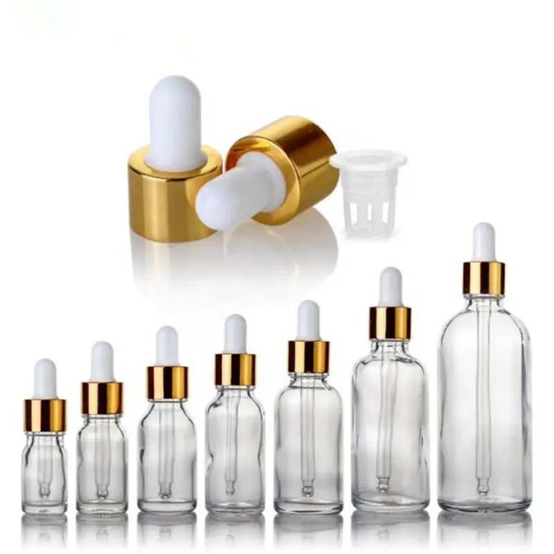 Botella cuentagotas de suero cosmético de cristal, 5ml, 10ml, 15ml, 20ml, 30ml, 50ml, 100ml