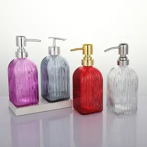 Customized Full Color Transparent Bath Lotion Liquid Soap Hand Body Wash Shampoo Sealing Pump Glass Bottle