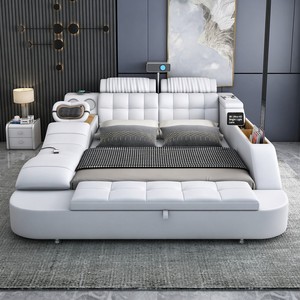 Antnovelty 多功能智能床家具：真皮材质、电动按摩、安卓系统、大屏影院 - Product Image 1