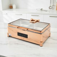 Plat à chafing de luxe rose doré pour buffet, 9L, en acier inoxydable 304, ensemble chauffe-plats électrique pour la restauration