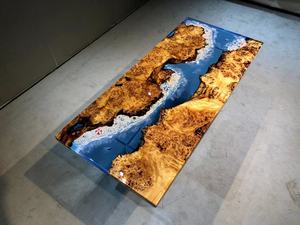 Màu Xanh đậm Đại Dương Nhựa Bảng Tự Nhiên Chất Lượng Cao Poplar Gỗ Epoxy Gỗ Bàn Cà Phê - Product Image 4