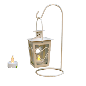 Lanterne suspendue en fer de style européen antique, porte-bougie en verre pour la décoration de la maison - Product Image 2