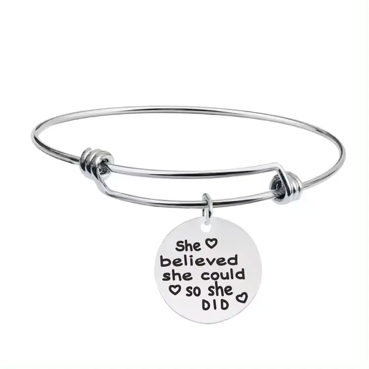 Ywganggu Fashion Stainless Steel Adjustable Custom New Mom Bracelet Engraved Anniversary Gift I Love You Mom Bracelet