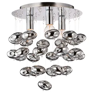 LED vidro bola moderna rodada cromo Flush Mount teto luz