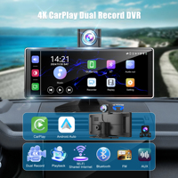 Écran de Navigation Portable Sans Fil Android Auto 4K 10.26" avec Caméra Frontale Intégrée Rotative et Double Enregistreur Arrière, Dashcam Carplay
