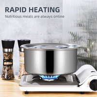 Ensemble de batterie de cuisine en gros, 5 pièces, en acier inoxydable, comprenant des marmites à soupe rondes avec couvercle