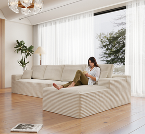 Ensemble de canapé modulaire convertible en forme de L, rembourré, moderne, pour salon, chambre, appartement, aucun assemblage requis - Product Image 3