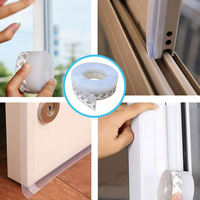 Burlete para debajo de la puerta, Marco deslizante sin marco, puerta de madera de vidrio, ventana inferior, tira de sellado de silicona, tapón transparente