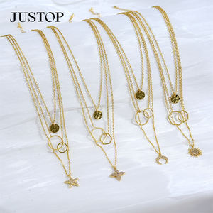 <b>Long</b> Pendant <b>Necklace</b> OEM/Wholesale Custom Waterproof Stainless Steel <b>Gold</b>/Silver Plated Trendy Unisex Link <b>Chain</b> Justop Brand - Product Image 6