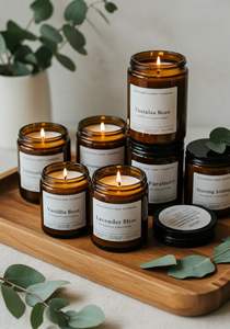 Velas Aromáticas LANJO OEM/ODM para el Hogar, en Frasco de Ámbar, con Etiqueta Privada, Velas de Soya Perfumadas para Regalos de Invierno y Festivos - Product Image 6