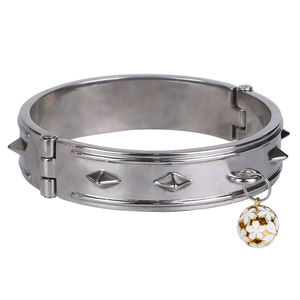 Venta al por mayor gótico diamante remache diseño engranaje <span class=keywords><strong>collar</strong></span> de acero inoxidable con correa de cuero, parejas BDSM erótico juego de rol <span class=keywords><strong>collar</strong></span> de perro - Product Image 3