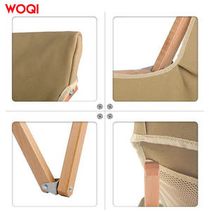 เก้าอี้พับแคมป์ปิ้ง Woqi สีกากี ผ้า Oxford โครงไม้บีช สำหรับใช้งานกลางแจ้งในสวน - Product Image 4