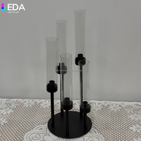 Candélabre moderne en métal noir à 5 bras, porte-bougie haut pour bougies coniques, idéal pour centre de table de mariage, banquets, hôtels, événements et décoration intérieure