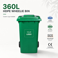 Poubelle industrielle robuste de 360 L, écologique, avec couvercle, en HDPE, pour l'élimination des déchets d'usine et d'entrepôt