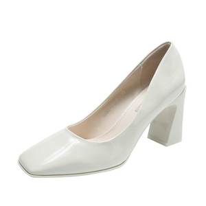 Square <b>Toe</b> Women PU Upper Thick <b>Heel</b> 6-8cm Shallow Cut Slip Formal Summer Professional Shoes Daily Fashion Trend - Product Image 5