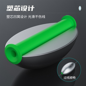 Plomb de pêche en forme d'olive Ante 10g avec noyau en plastique pour passage de ligne fluide, pêche à la carpe - Product Image 1