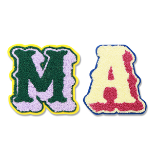 Nouveau Style personnalisé Chenille serviette sergé Alphabet autocollant Patch auto-adhésif lettre patchs vêtements Logos - Product Image 3