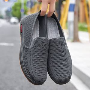 Chaussures de sport pour hommes grandes tailles, transfrontalières, en gros, tissées, respirantes, à enfiler, pour la course et le quotidien, été, couleur unie - Product Image 4