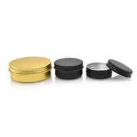 Pot rond en aluminium noir brillant avec impression de logo personnalisé, 10g-250g, avec couvercle à vis, pour crème pour les yeux, déodorant, baume à lèvres, exfoliant