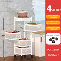 Prix Préférentiel Étagère de Rangement Rotative en Acier au Carbone pour Cuisine, Légumes et Fruits, Chariot Roulant Carré, Étagère de Rangement Rotative pour Condiments