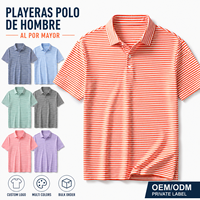 Polo pour homme en gros, à rayures fines, multicolore, à manches courtes, personnalisable avec logo privé, haut décontracté