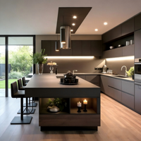 Vitrine moderne en verre avec panneaux MDF et portes en bois massif, meuble de cuisine multifonctionnel, rangement sur mesure, fabrication en usine