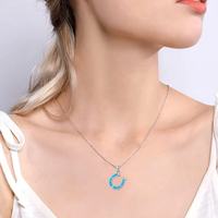 925 argent Sterling fer à cheval cadeau bijoux bleu opale fer à cheval pendentif collier cheval cadeau pour femmes filles