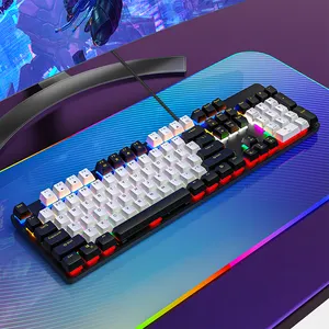 AMZ Schlussverkauf 104 Tasten roter Schalter mechanische Tastatur Tastatur für Gamers ergonomischer Computer RGB-Beleuchtung mit Hintergrundfunktion mechanische Gaming-Tastatur