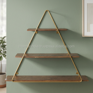 Étagère murale en fer triangulaire, écologique, à trois niveaux, pour salon, pot de fleurs - Product Image 2